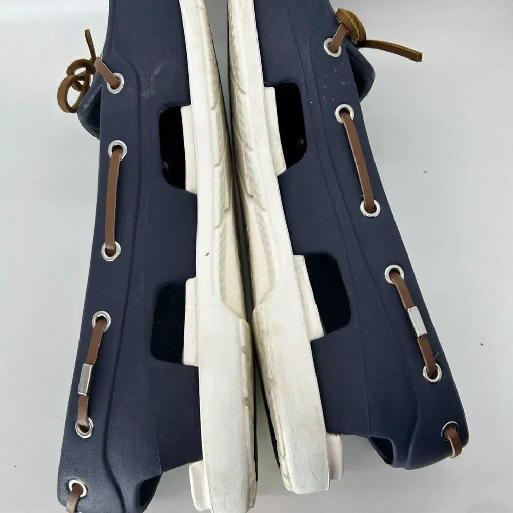 Crocs Women's Navy White Beach Line Slip-On Boat Shoes Size 9 - Picture 9 of 13